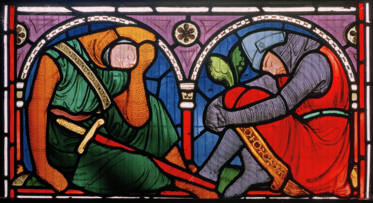 Denstone, All Saints, Clayton & Bell, John Richard Clayton (1827-1913), sleepingcowering Knights, The Resurrection, ca. 1861 af John Richard Clayton