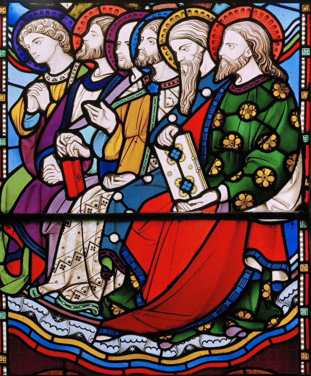 Seks apostle, detalje fra The Last Judgement, 1860 (farvet glas) af John Richard Clayton