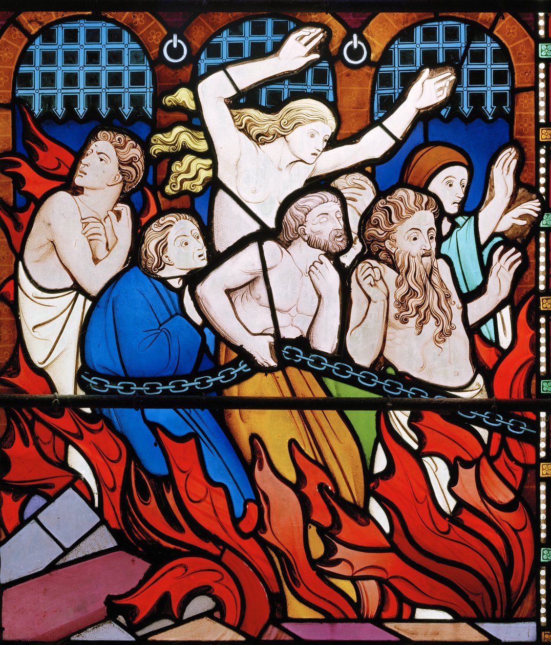 The Damned, detalje fra The Last Judgement, 1860 (farvet glas) af John Richard Clayton