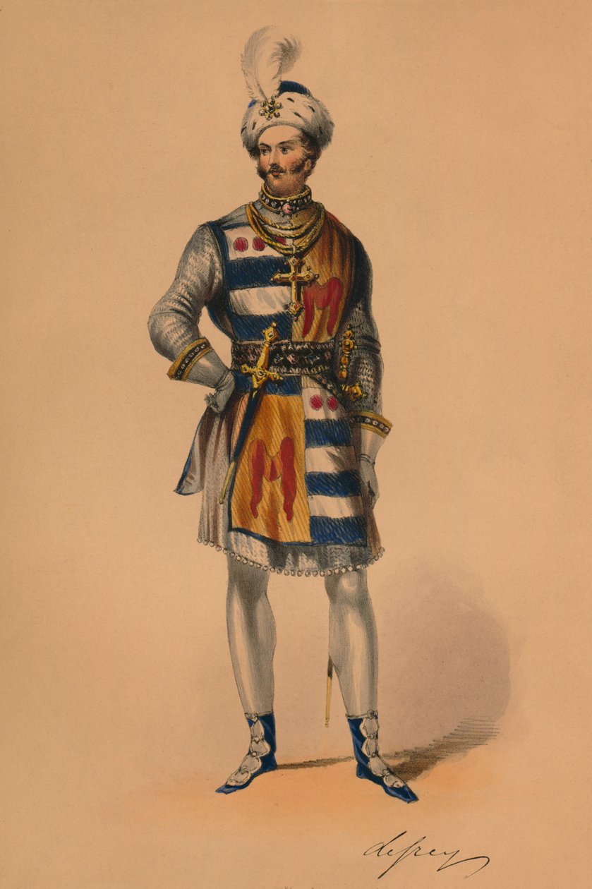 Gæst i kostume til dronning Victorias Bal Costumé, 12. maj 1842, 1843. af John Richard Coke Smyth