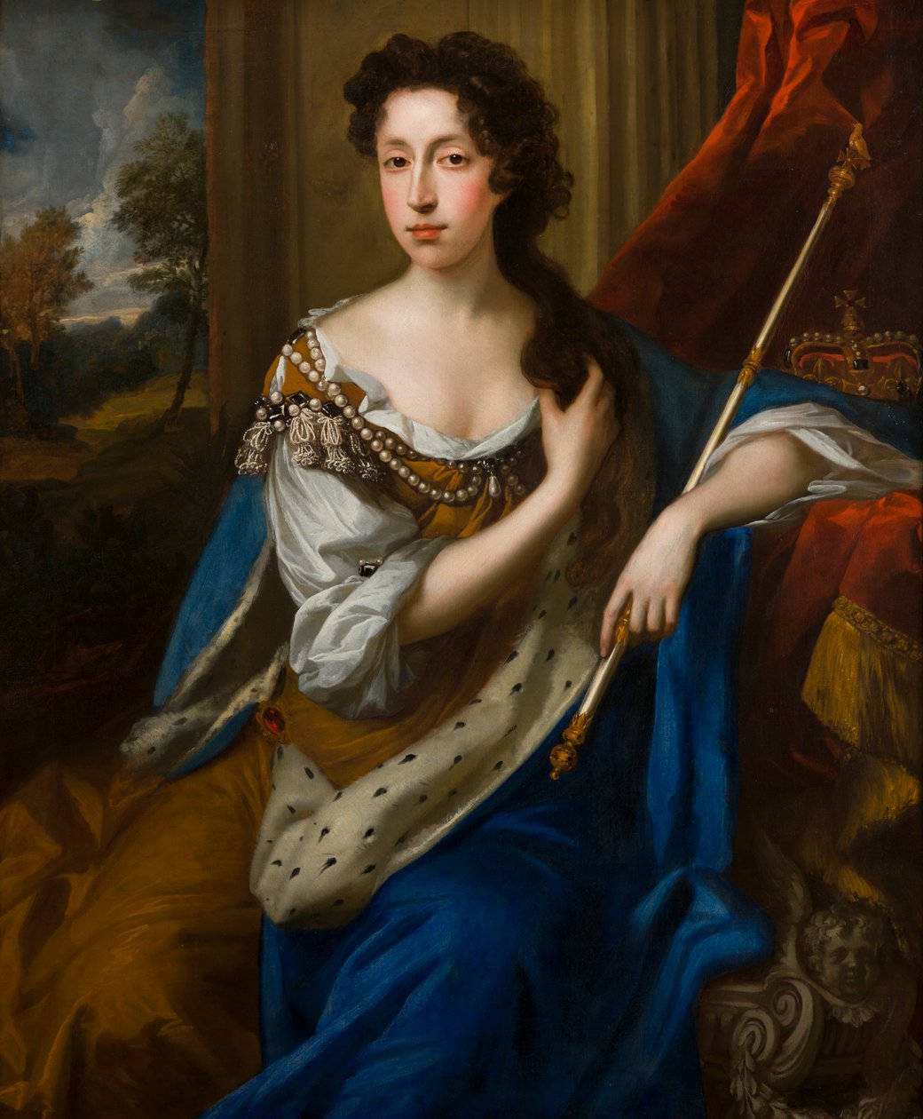 Portræt af Dronning Mary II af Modena (1662-1694), ca. 1682-91 (olie på lærred) af John Riley