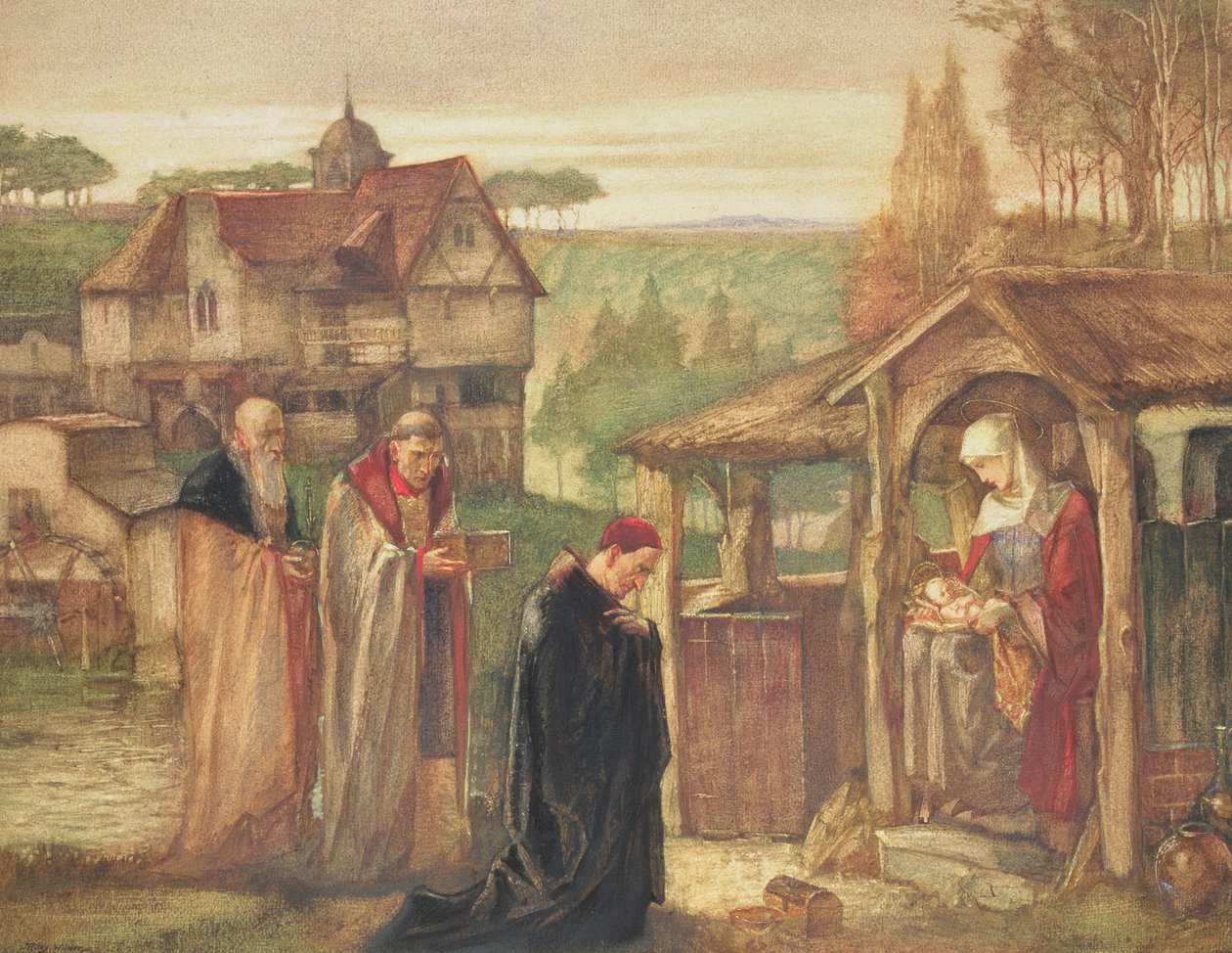 The Holy Family - The Adoration of the Magi, 1911 (wc & kropsfarve ombord) af John Riley Wilmer