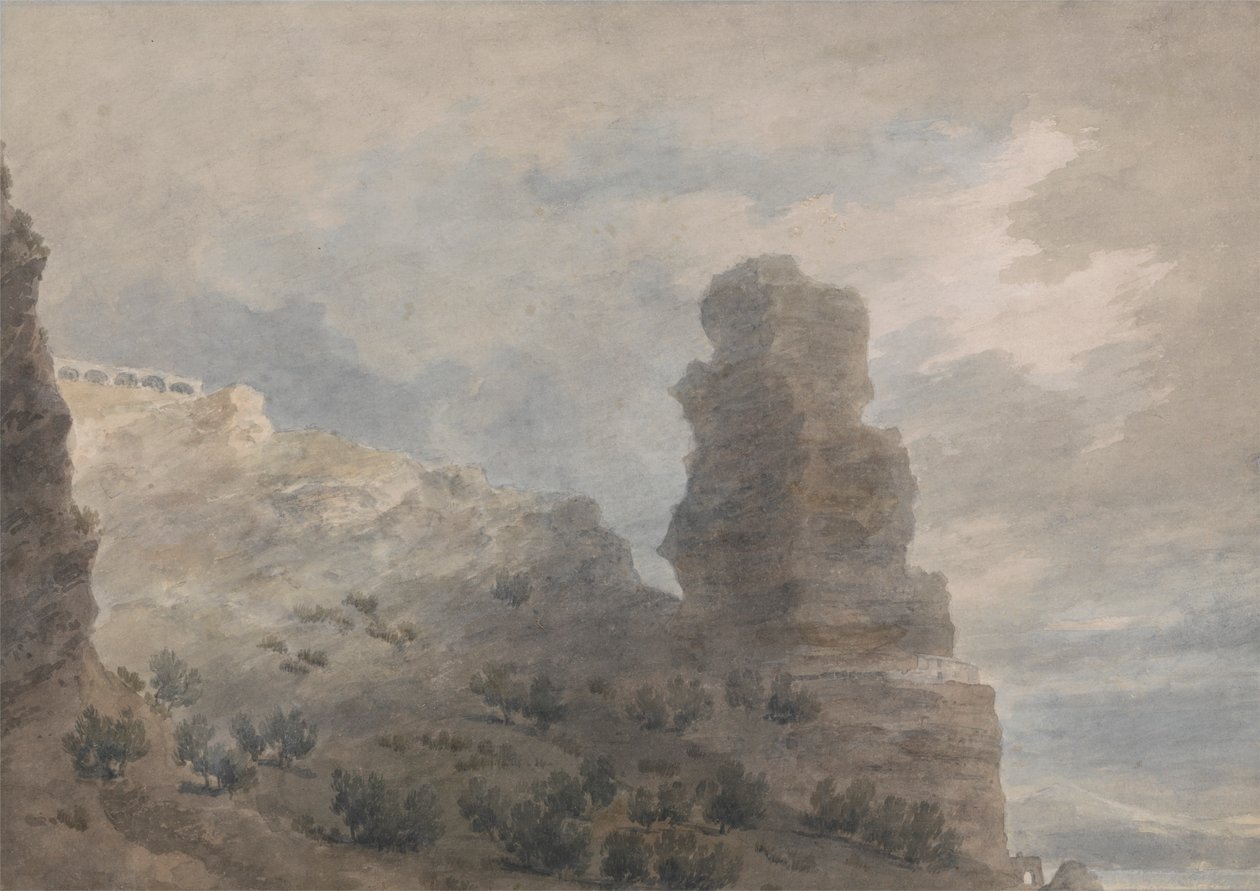 Udsigt fra kroen på Terracina af John Robert Cozens