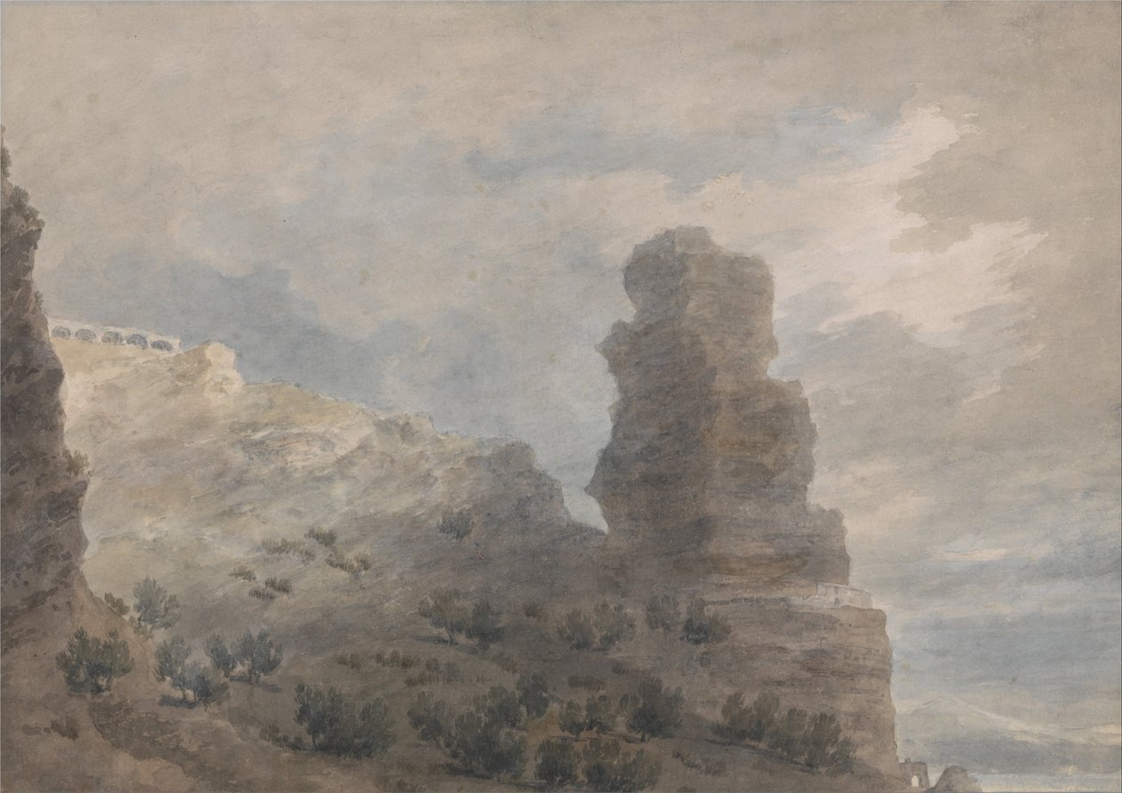 Udsigt fra kroen i Terracina af John Robert Cozens