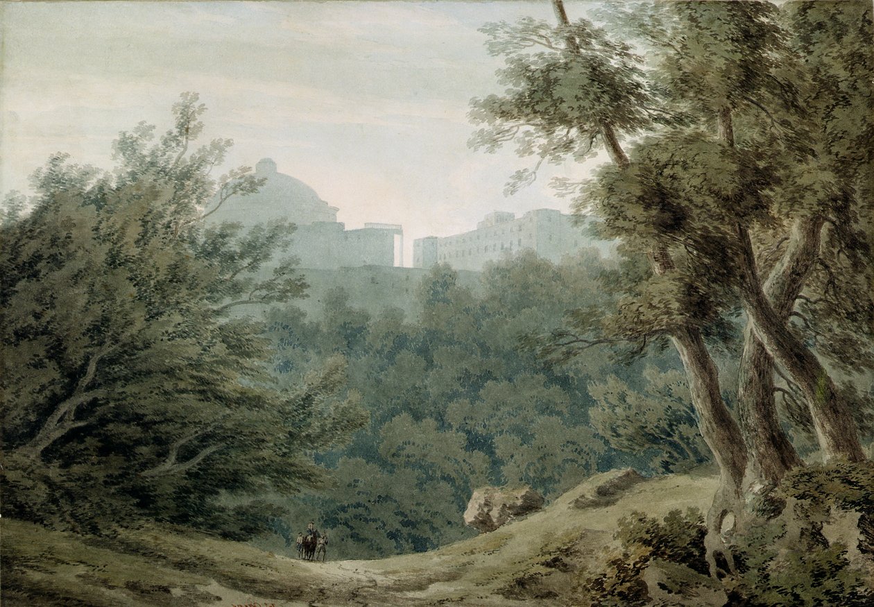 Arricia nær Albano (akvarel på papir) af John Robert Cozens