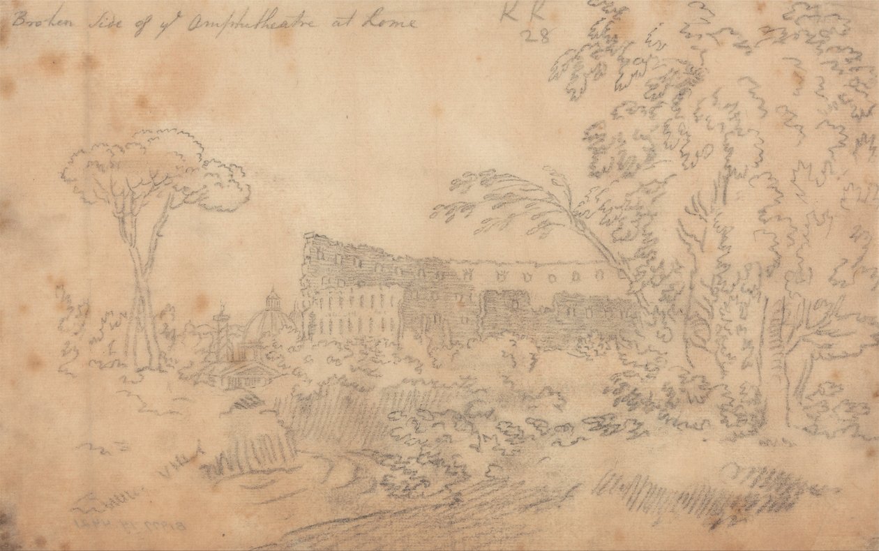 Ødelagt side af amfiteatret i Rom af John Robert Cozens