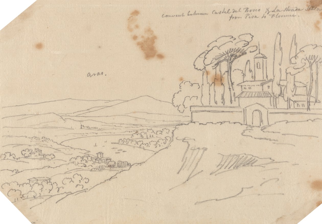 Kloster mellem Castel del Bosco og La Strada Scala af John Robert Cozens