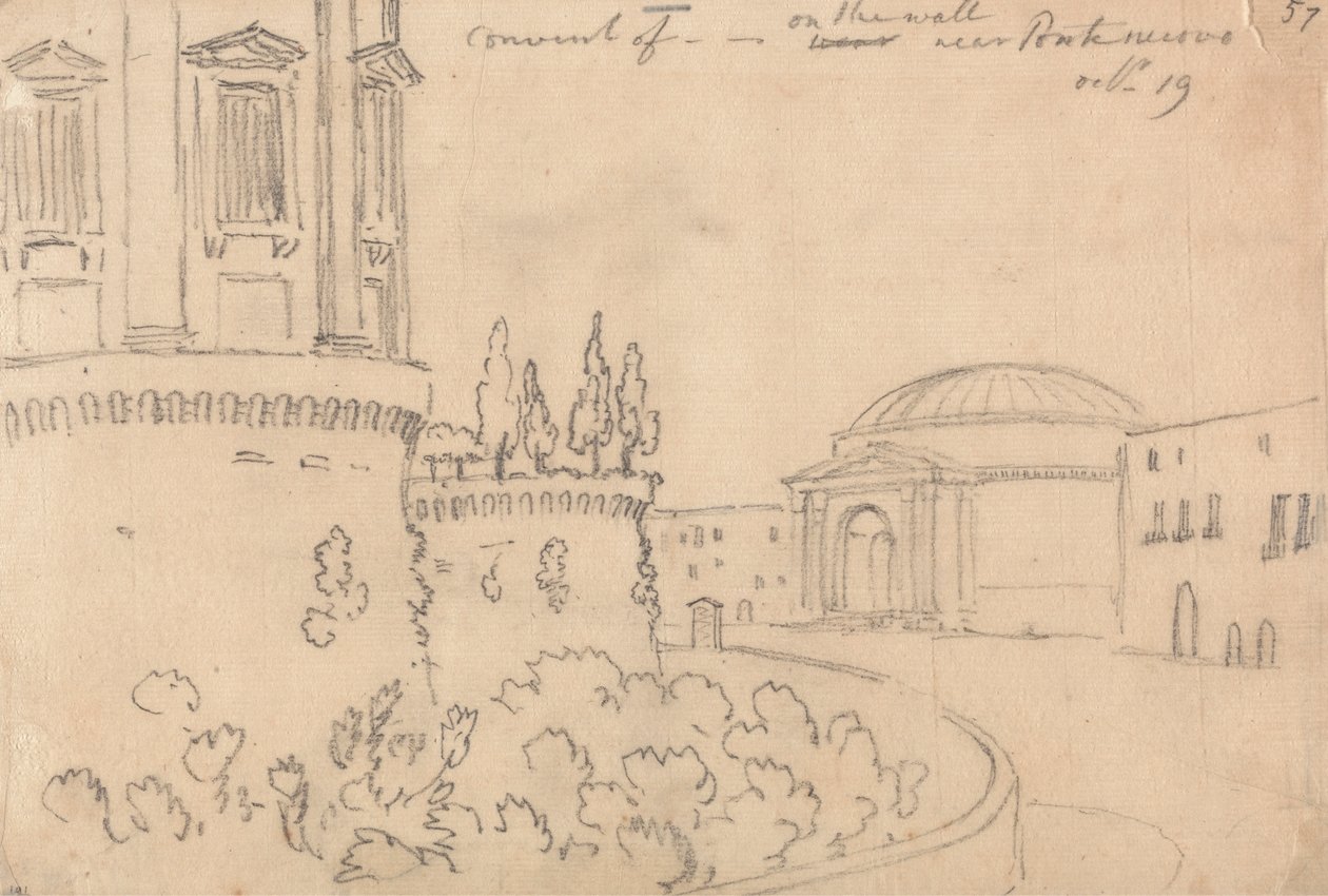 Kloster nær Ponte Nuovo, 19. oktober af John Robert Cozens