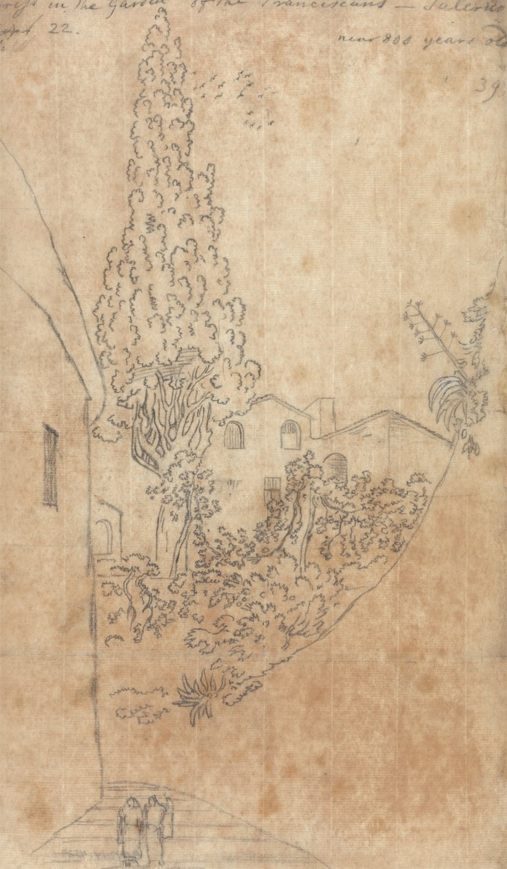 Cypres i franciskanernes have i Salerno af John Robert Cozens
