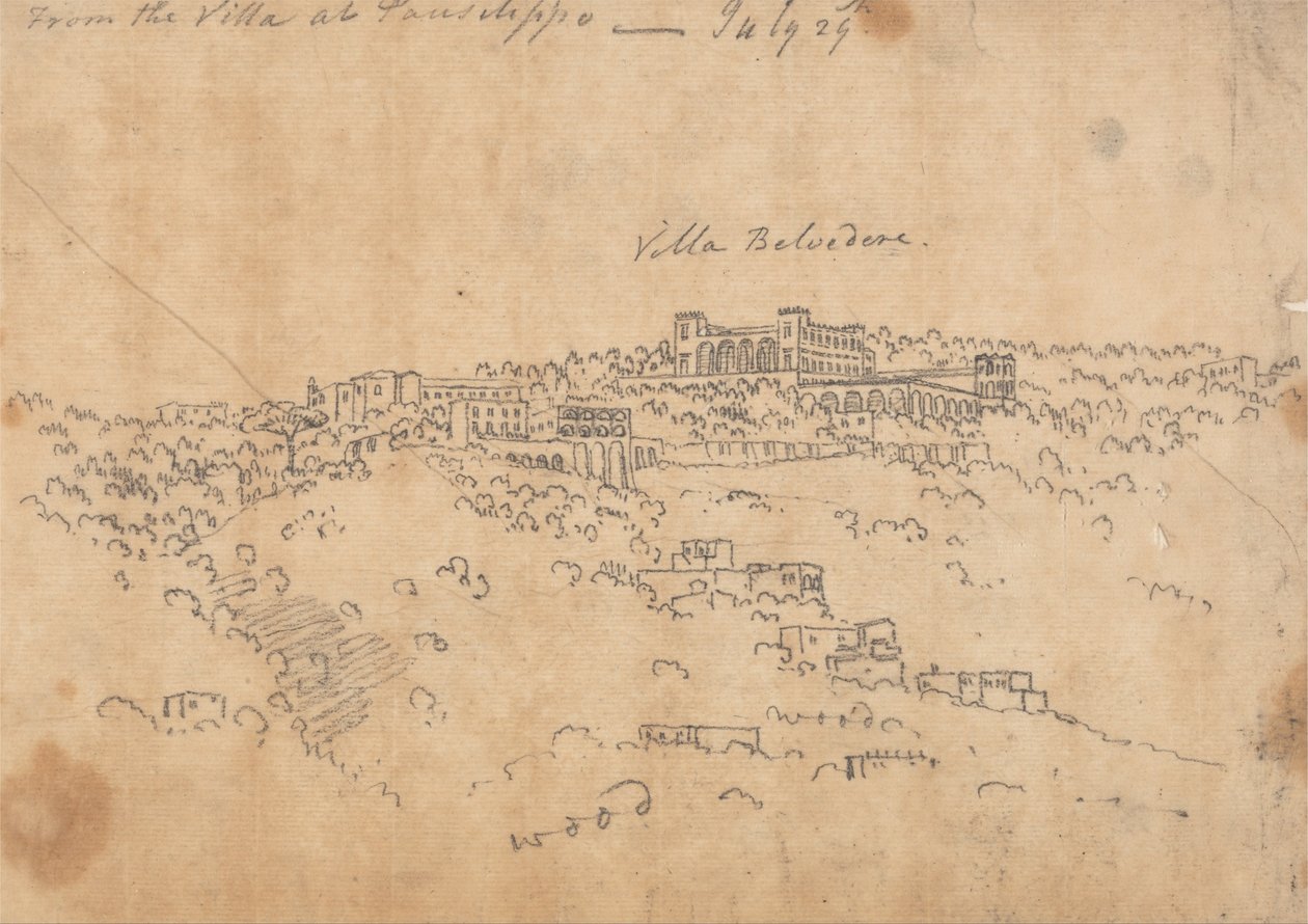 Fra villaen i Posillipo, 29. juli af John Robert Cozens