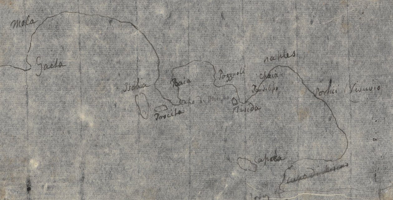 Napoli-bugten kort af John Robert Cozens