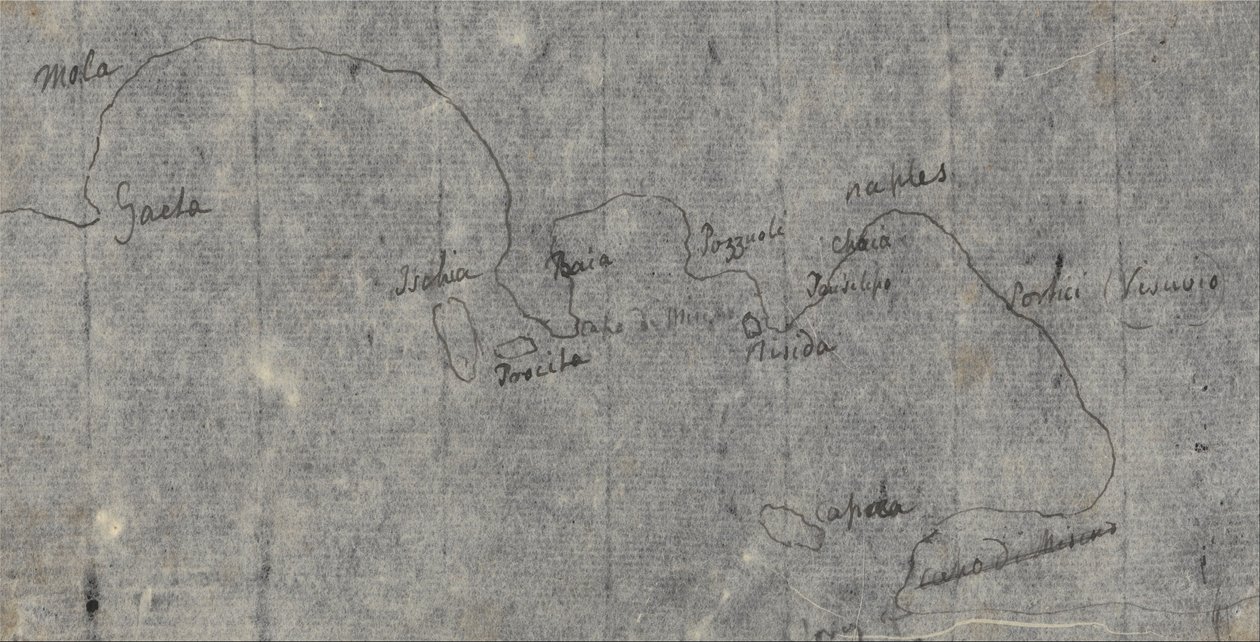 Kort over Napoli-bugten af John Robert Cozens