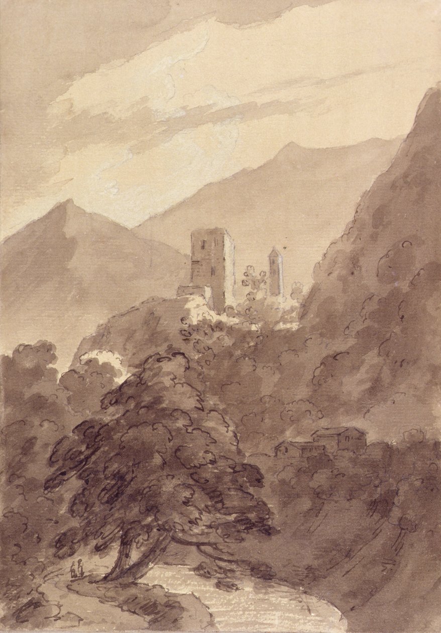 I Grisons (pen og blæk, akvarel på papir) af John Robert Cozens