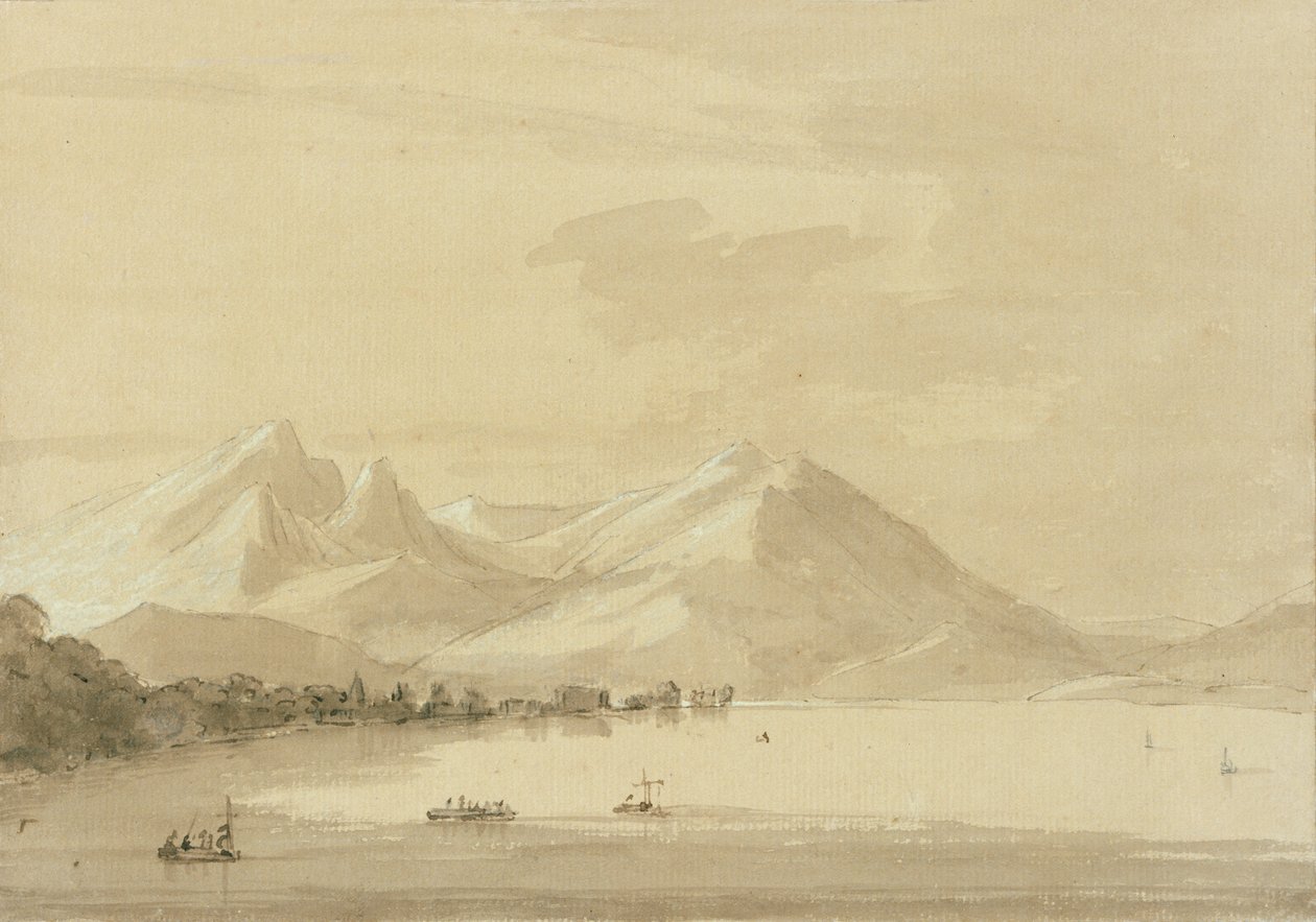 Comosøen (blyant og vask på papir) (par af 111238) af John Robert Cozens