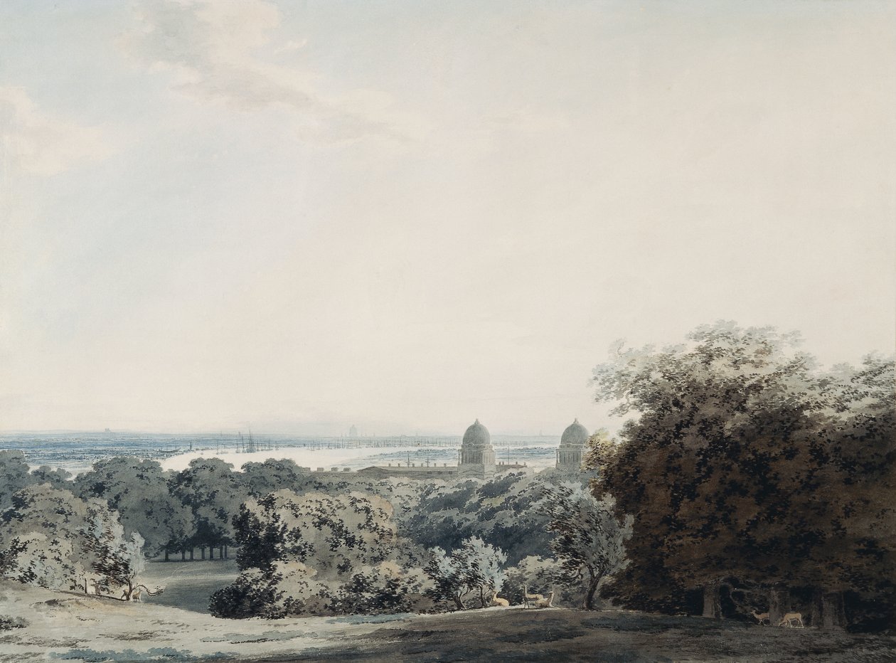 London fra Greenwich Hill, af John Robert Cozens