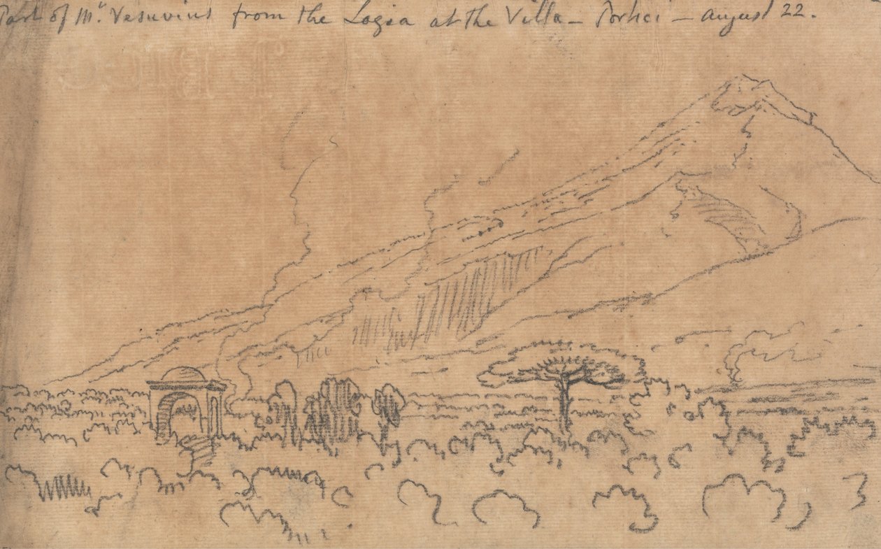 En del af Vesuv fra villaens loggia, Portici, 22. august af John Robert Cozens