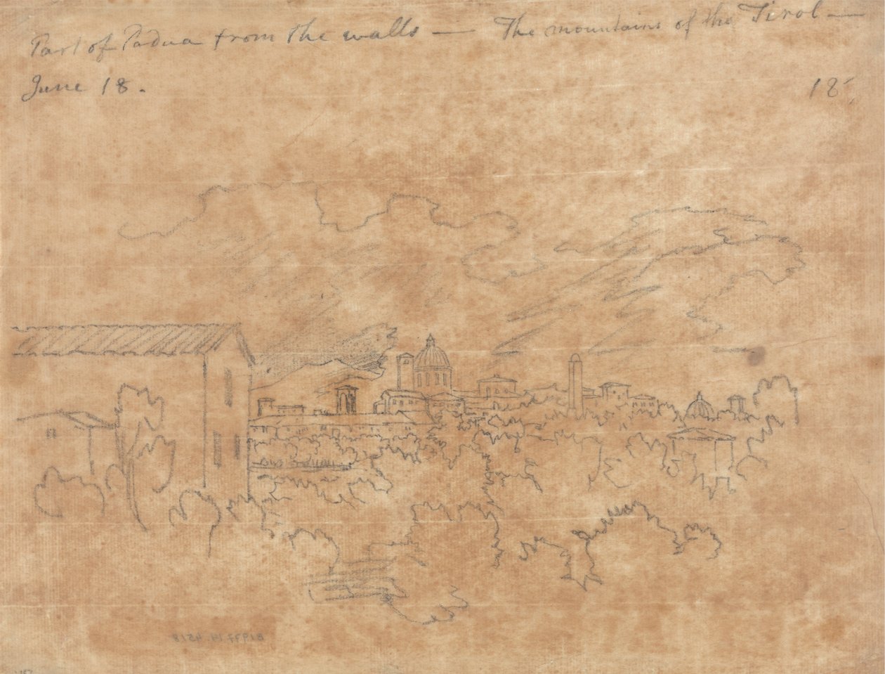 En del af Padova fra murene af John Robert Cozens