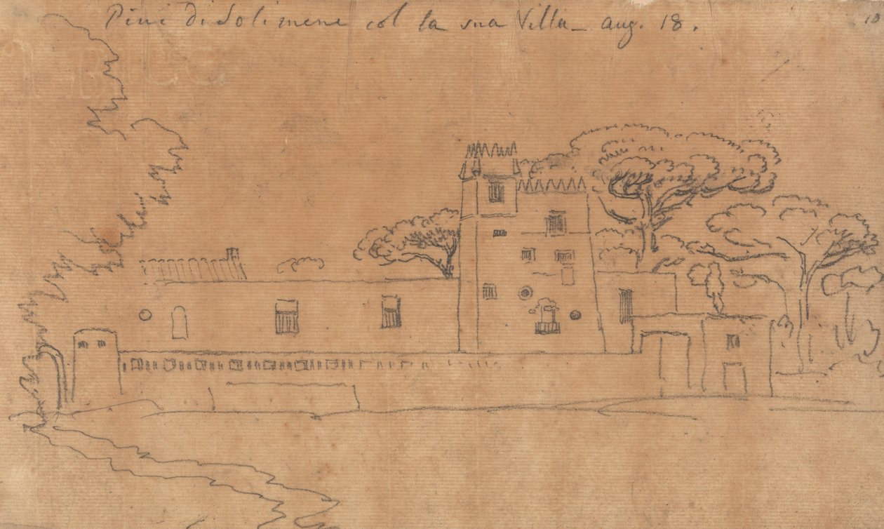 Pini di Solimena med sin villa, 18. august af John Robert Cozens