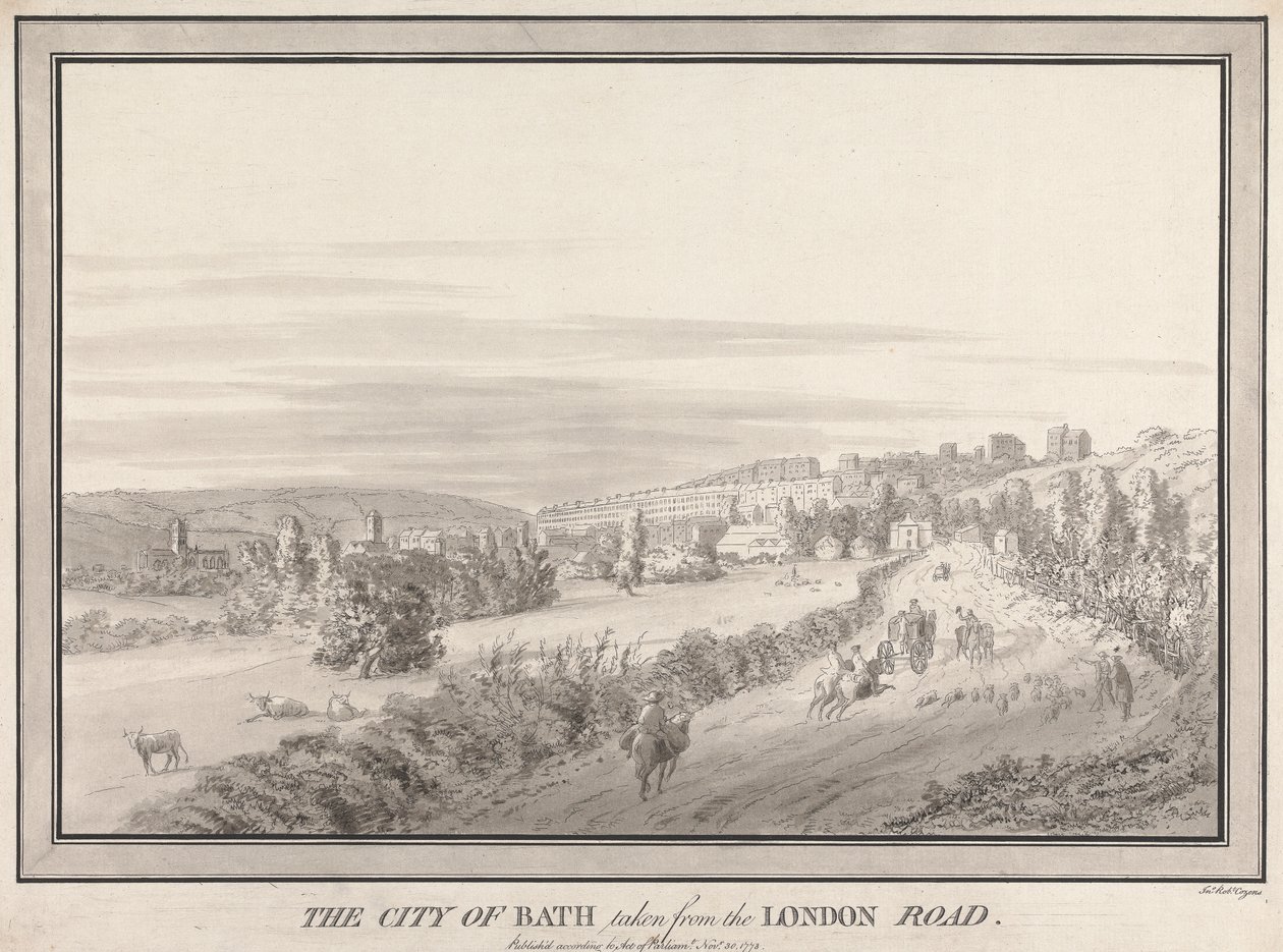 City of Bath taget fra London Road af John Robert Cozens