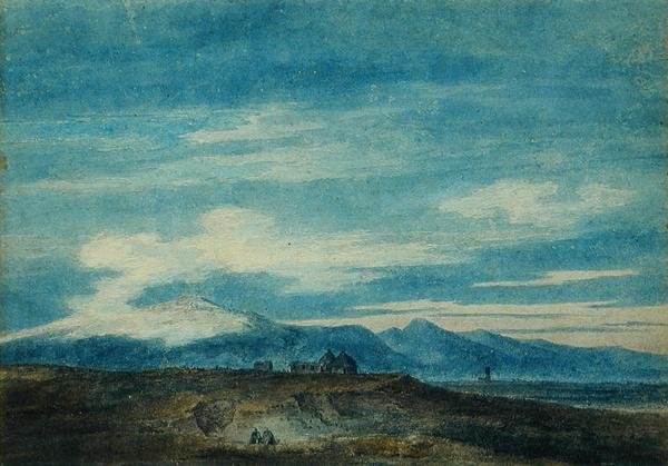 Den Euganeiske bakke fra Padova (akvarel på papir) af John Robert Cozens