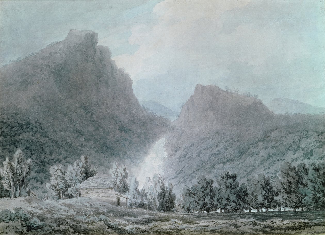 The Falls of Lodore (wc på papir) af John Robert Cozens