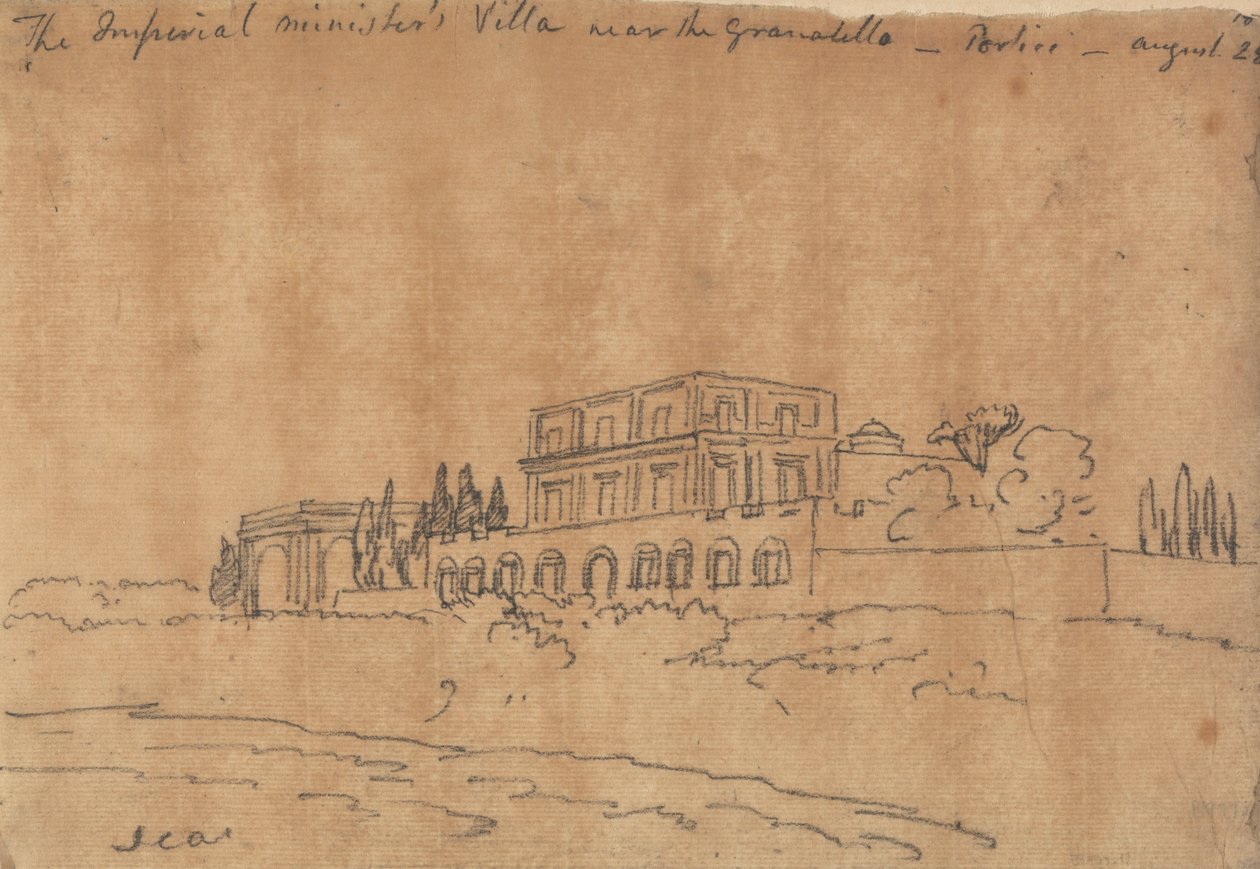 Den kejserlige ministers villa nær Granabello, Portici, 28. august af John Robert Cozens