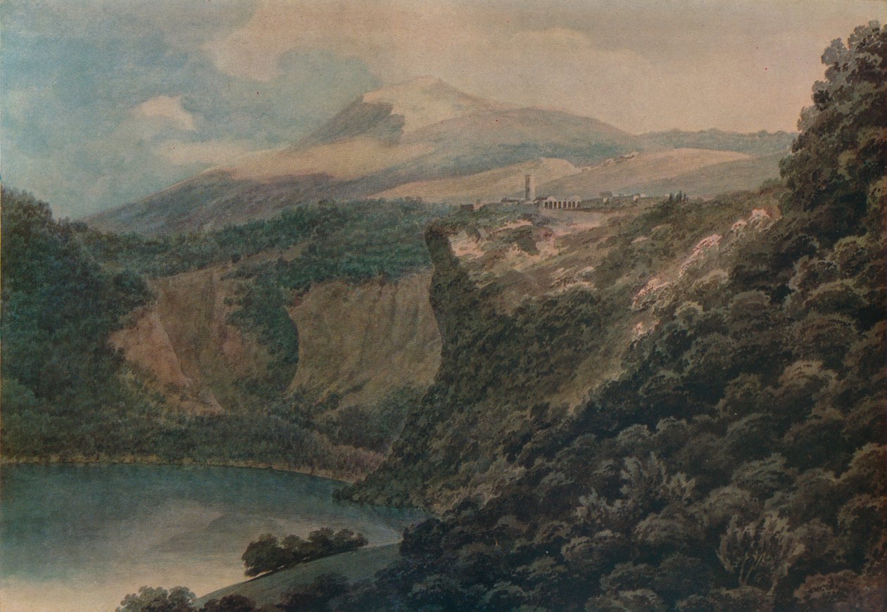 Søen og byen Nemi, 1778 af John Robert Cozens