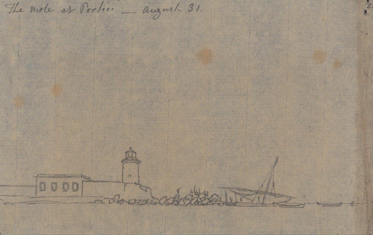 The Mole på Portici, 31. august af John Robert Cozens