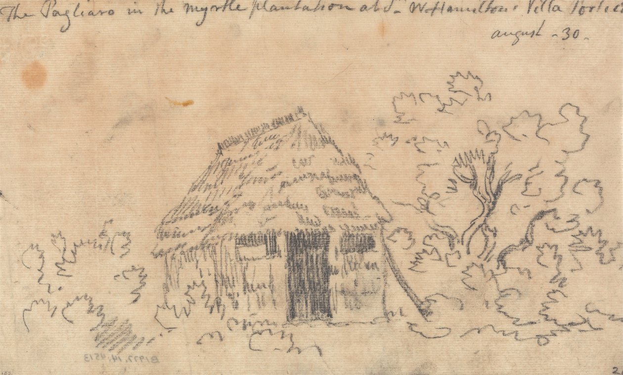 Pagliaro i Myrtle Plantation ved Sir William Hamiltons villa, Portici af John Robert Cozens