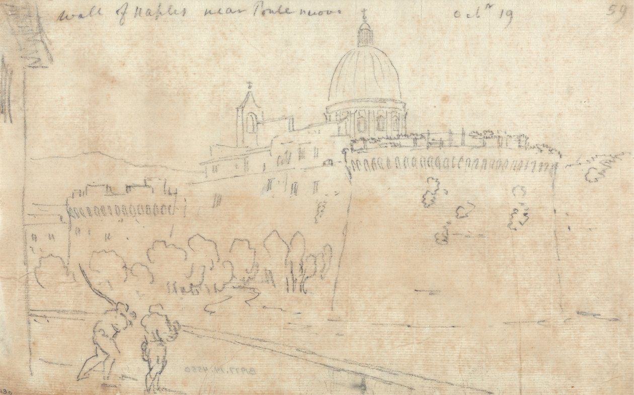Muren i Napoli nær Ponte Nuovo af John Robert Cozens