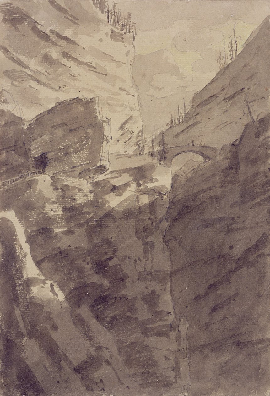 Via Mala i Grisons (pen og blæk og vask på papir) af John Robert Cozens
