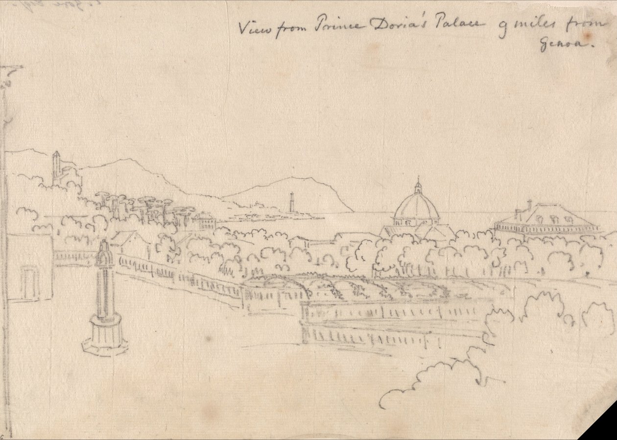 Udsigt fra prins Dorias palads, 9 miles fra Genova af John Robert Cozens