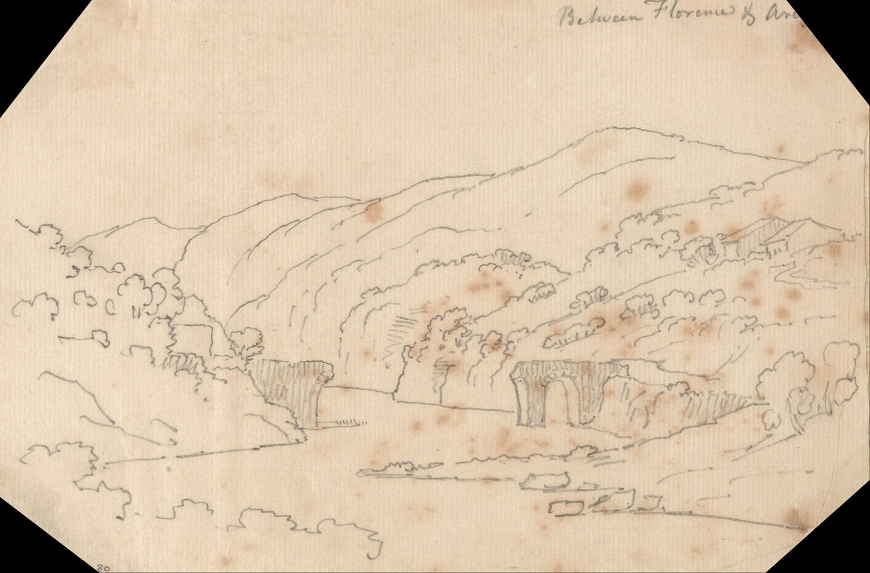 Udsigt over Arno mellem Firenze og Arezzo af John Robert Cozens