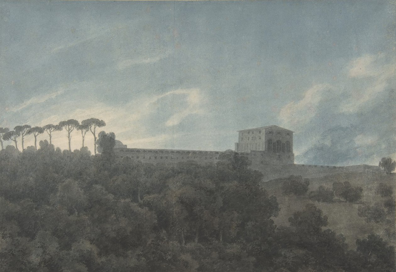 Udsigt over Villa Lante på Janiculum i Rom, 1782-83. af John Robert Cozens