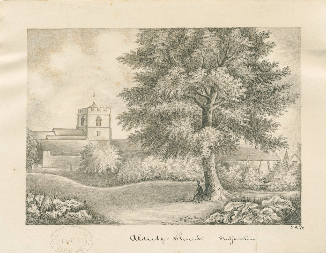 Aldridge Church: pen and wash drawing, nd [19th cent] dani af John Robert Fernyhough