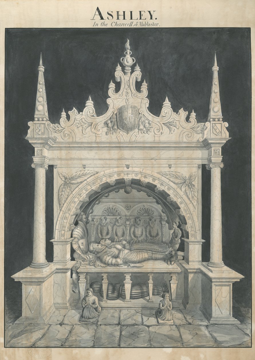 Ashley Church - Ashley Tomb: pen og vask tegning, nd [?19. århundrede] (tegning) af John Robert Fernyhough