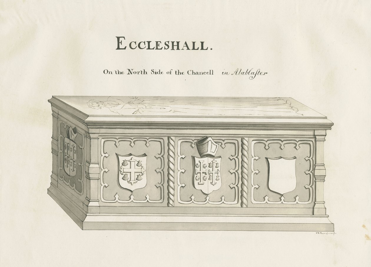 Eccleshall - Tomb of Bishop Sampson: Pen and Wash Drawing, ND [19. Cent] (tegning) af John Robert Fernyhough