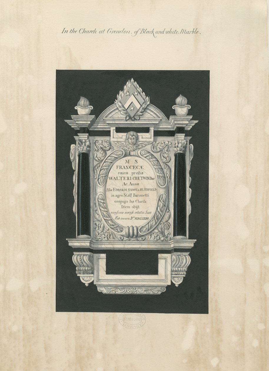 Ingestre Church - tavle til Frances Chetwynd: maleri og [1800-tallet] (maleri) af John Robert Fernyhough