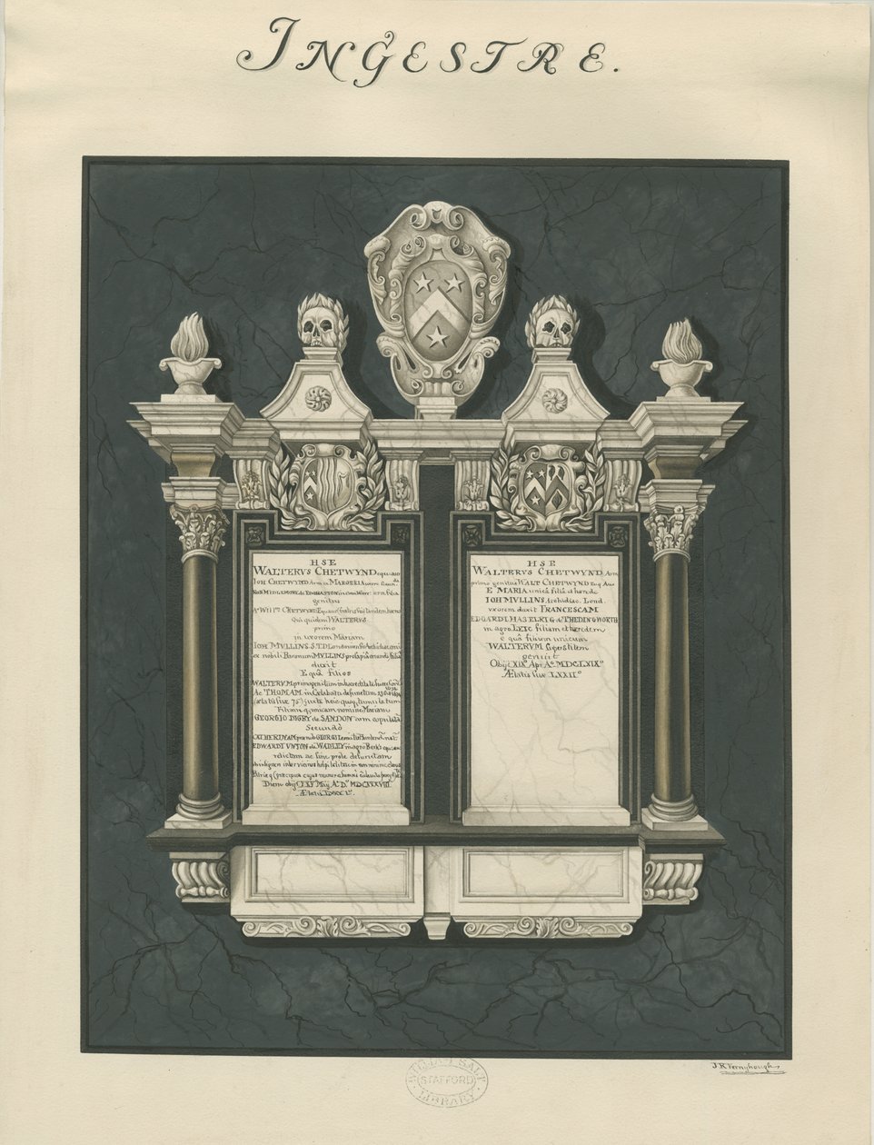 Ingestre Kirke - tavler til Walter Chetwynd ældre og yngre: maleri, nd [?19. årh.] (maleri) af John Robert Fernyhough