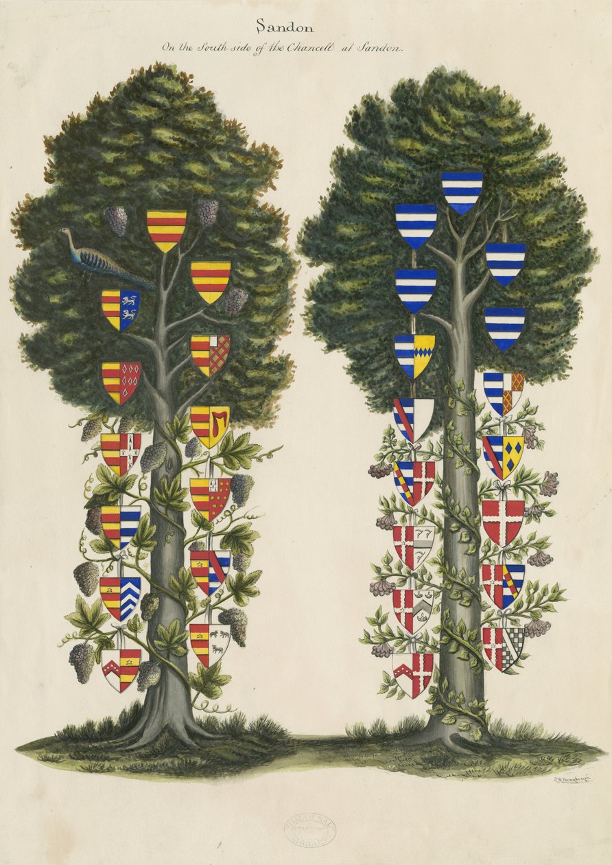 Sandon Church - Vægmaleri: akvarelmaleri og [1800-tallet] (maleri) af John Robert Fernyhough