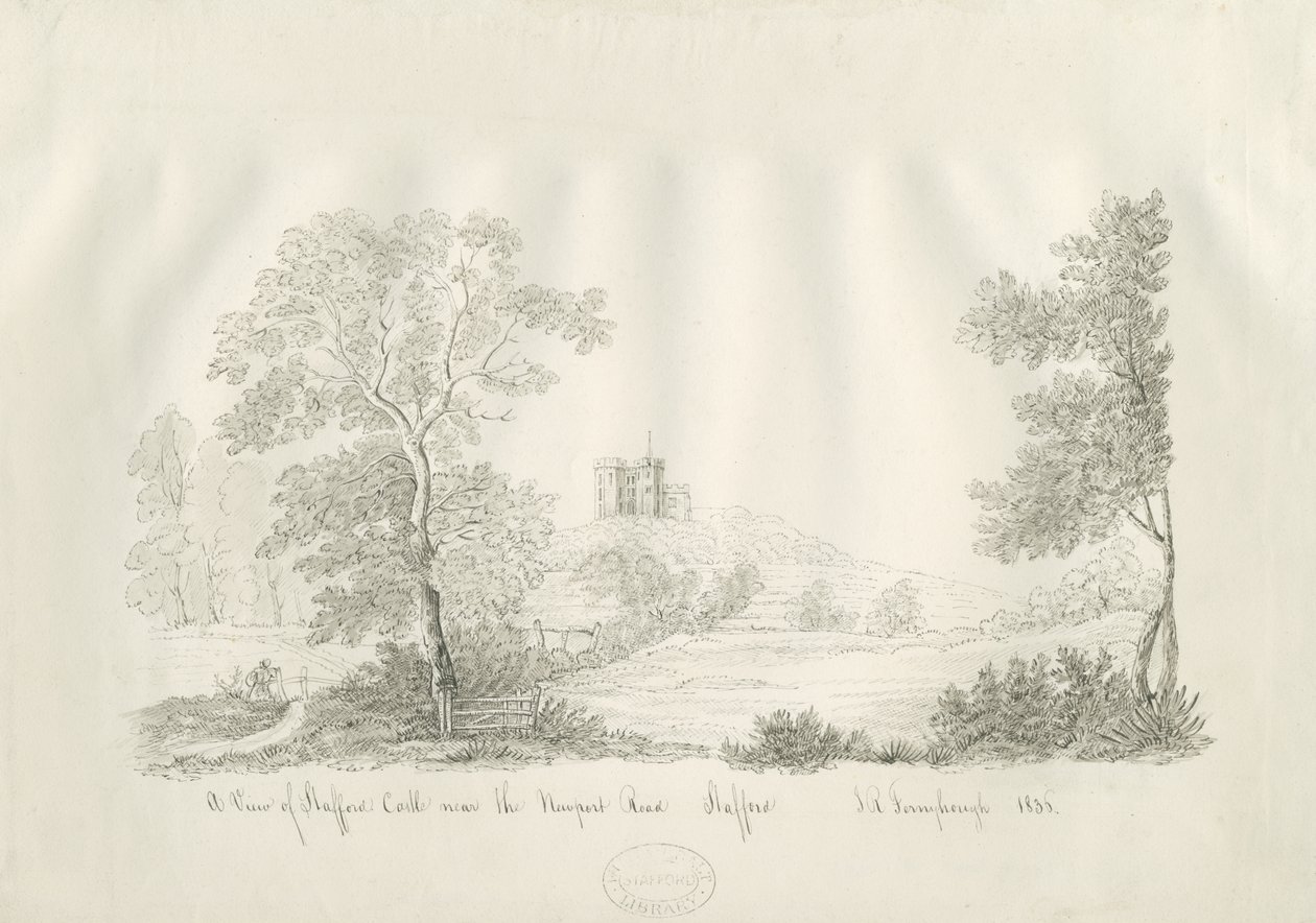 Stafford Castle - Near the Newport Road: pen- og blæktegning af John Robert Fernyhough