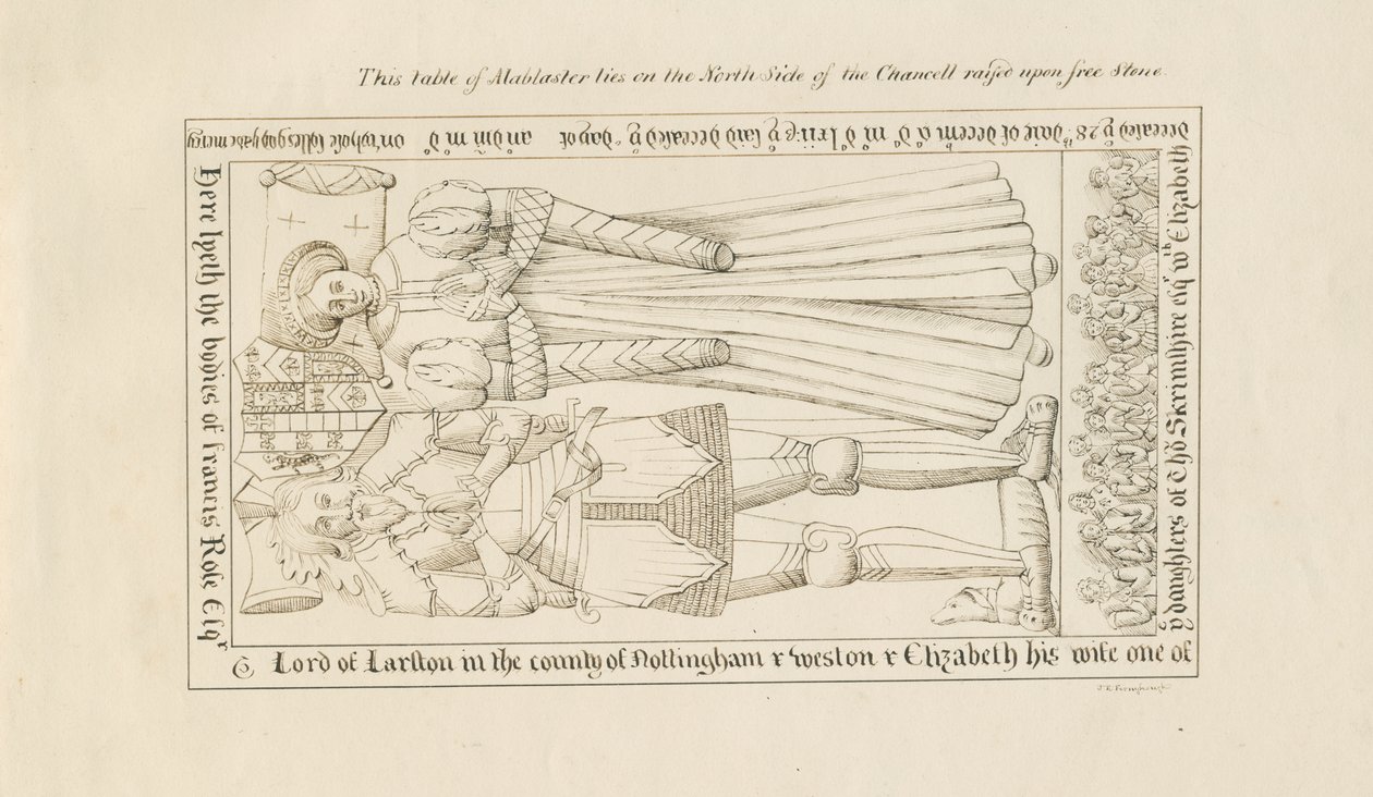 Standon Church - Francis Roses grav: pentegning, nd [1800-tallet] af John Robert Fernyhough