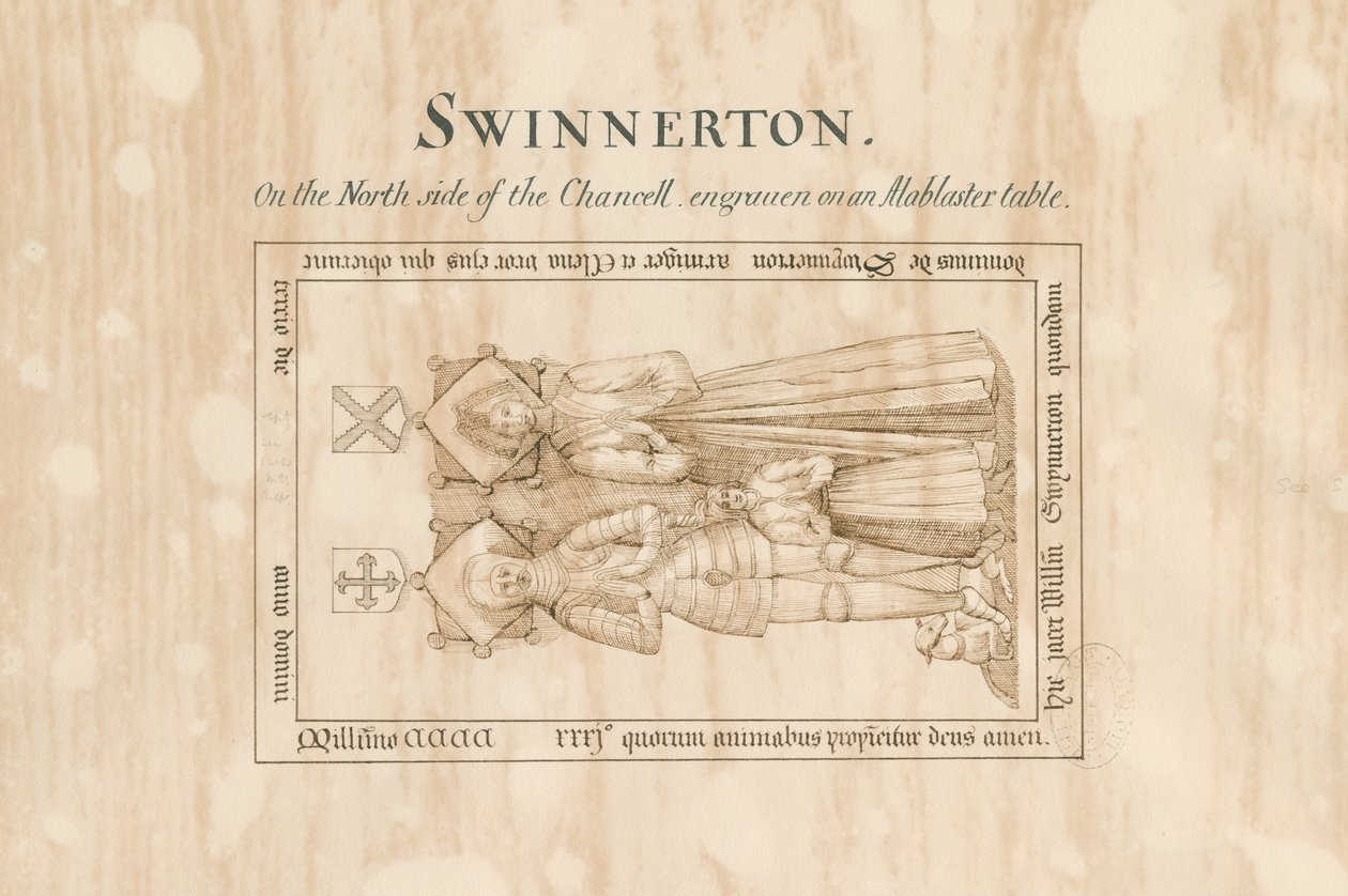 Swynnerton Church - Monument til William Swynnerton: pen- og blæktegning, nd [1800-tallet] (tegning) af John Robert Fernyhough