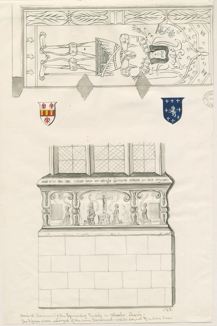 Uttoxeter Church - Monument of Kinnersley Family: pen og vask tegning, nd [midten af det 19. århundrede] (tegning) af John Robert Fernyhough