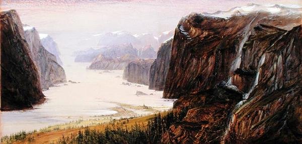 Aardals Sogne Fjord, Norge, en morgen i forsommeren af John Robert Mather