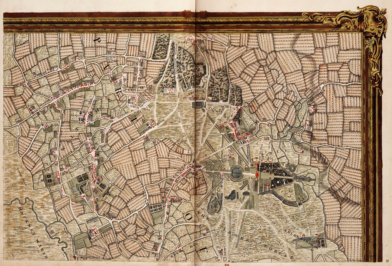 Kort over Hackney, Waltham og Wanstead af John Rocque