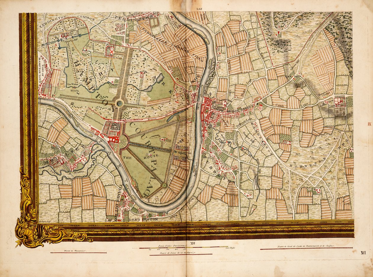 Blad 16 fra: En nøjagtig opmåling af byerne London og Westminster, bydelen Southwark, med landet næsten ti miles rundt... af John Rocque