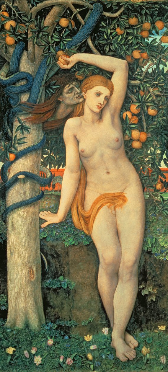 Eve Tempted, ca. 1877 (tempera på panel) af John Roddam Spencer Stanhope