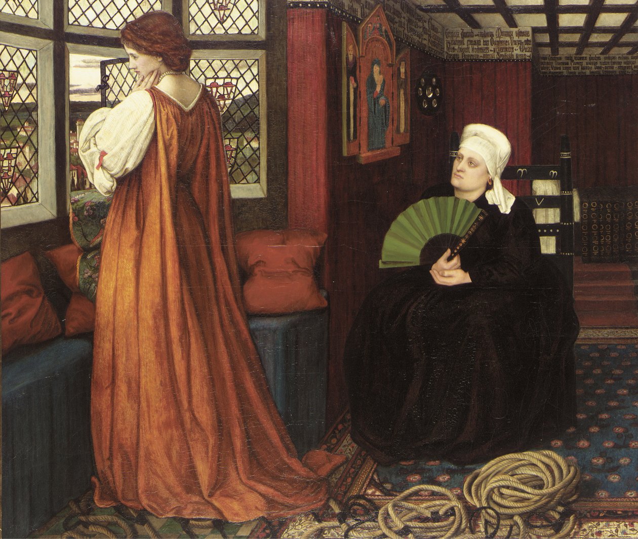 Prærafaelitiske malerier: Juliet og hendes sygeplejerske (Juliette et sa nourrice) af Stanhope (Spencer-Stanhope), John Roddam (1829-1908). Olie på lærred af John Roddam Spencer Stanhope
