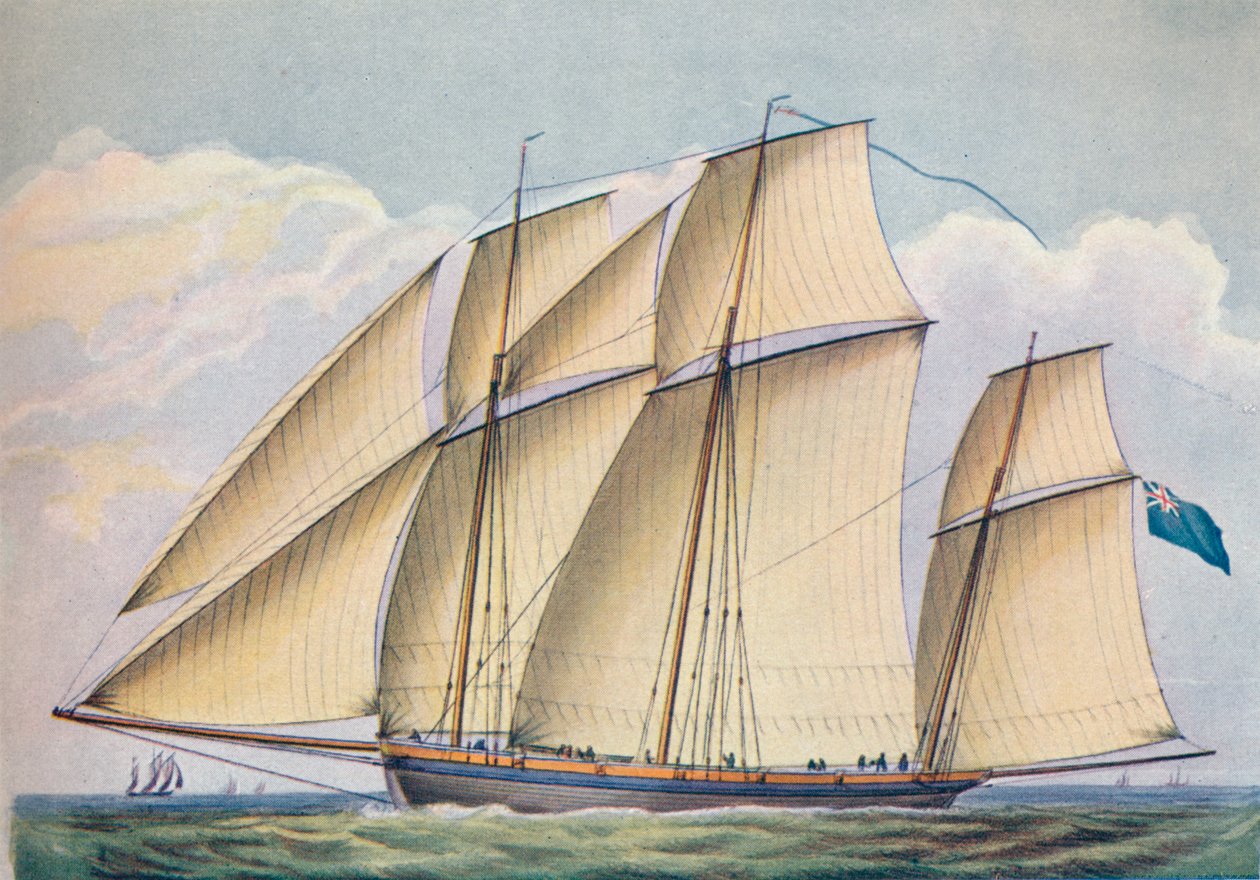 Bevæbnet Lugger tæt trukket med alle sejlsæt, 1825 af John Rogers